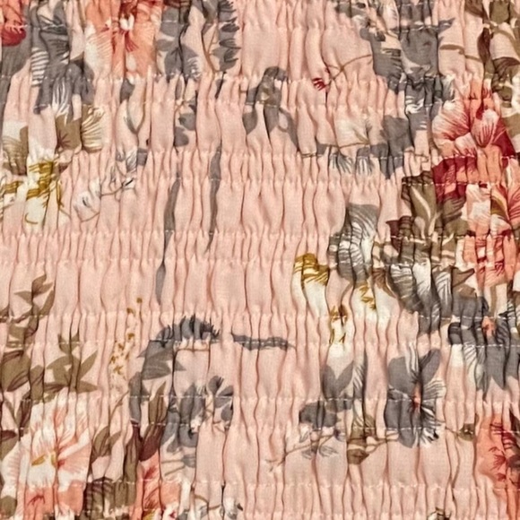 Hello Molly Floral Print Smocked High Neck Bodycon Pink Midi Dress 4 Small - Picture 13 of 15